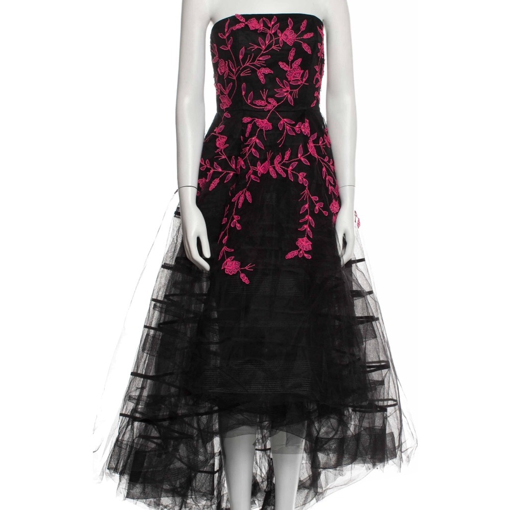 Sachin + Babi Elegant Black and Pink Strapless Dress
